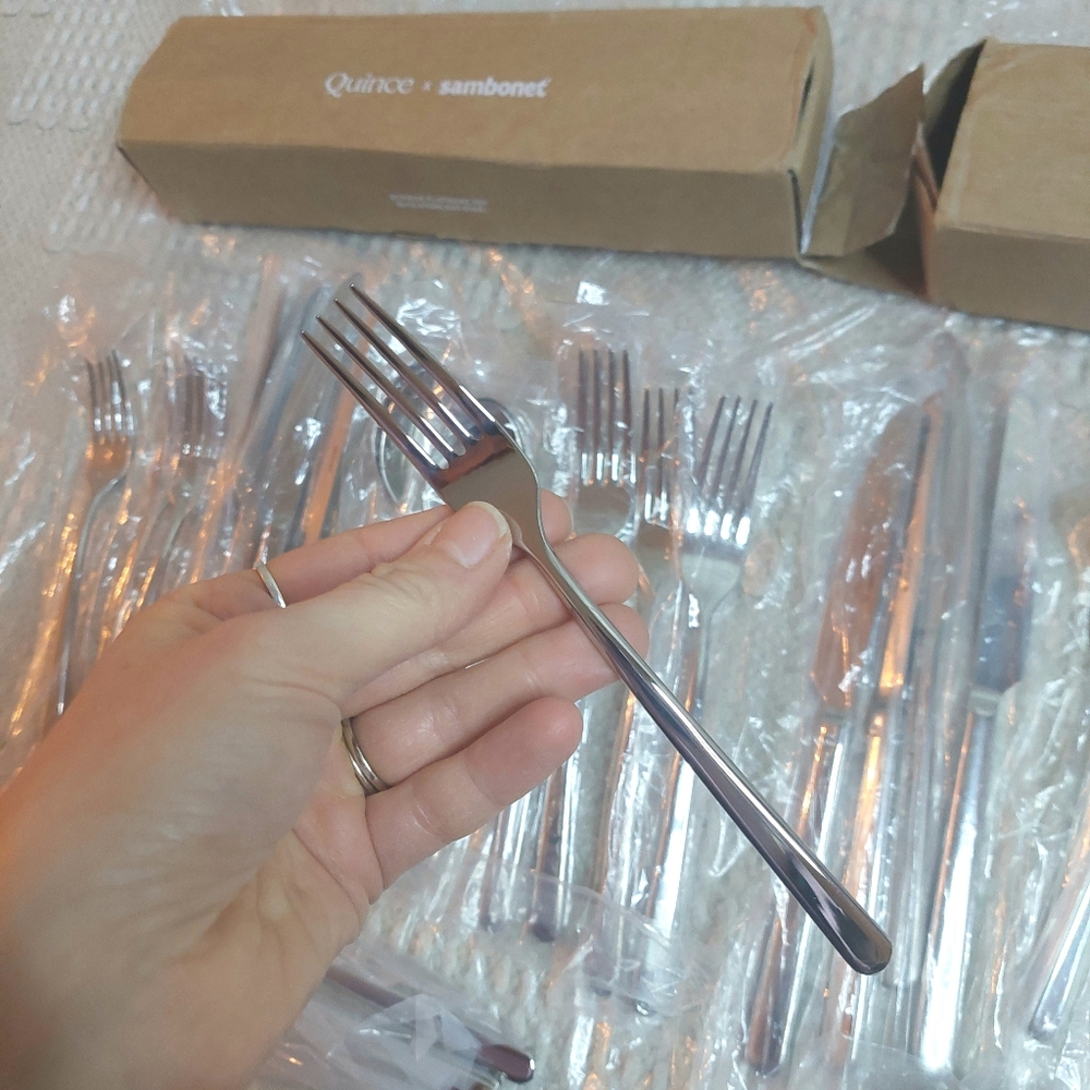 NEW! Quince- Sambonet Gia Minimalist 40 Piece Stainless Steel Flatware Set! (9) - Picture 11 of 12